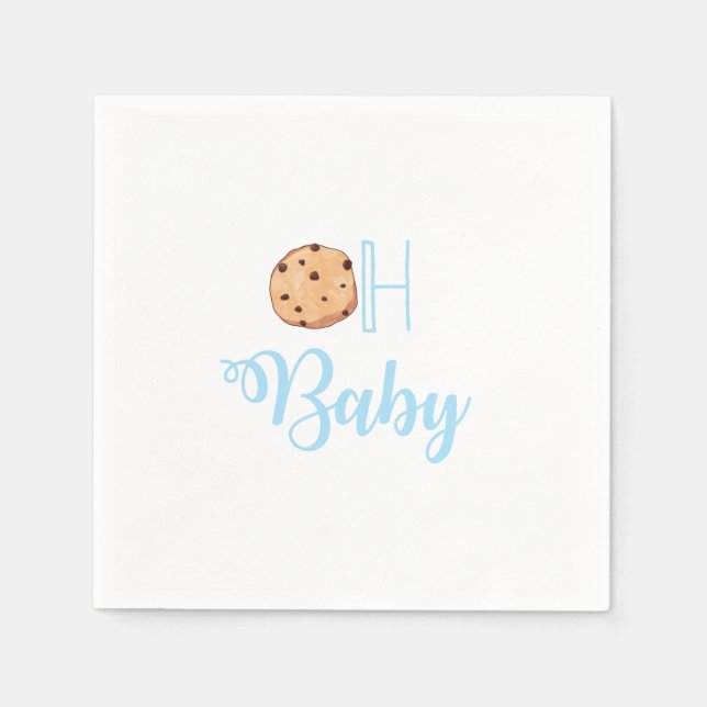 Oh Baby Milk and Cookies blue Baby Shower Napkins (Front)