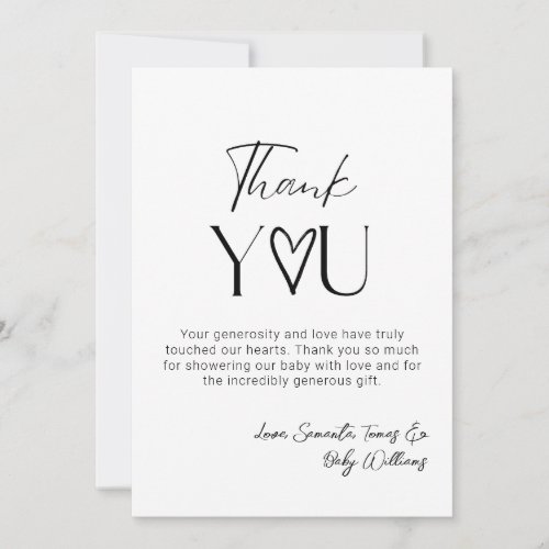 Oh Baby Minimal Modern Simple Neutral Baby Shower Thank You Card
