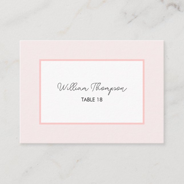 Oh Baby Minimal Pink Script Baby Shower Place Card (Front)