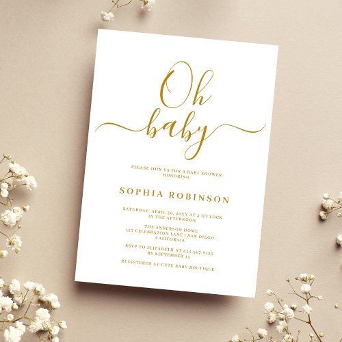 Oh Baby Minimalist Baby Shower Invitation