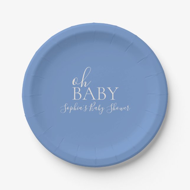Oh Baby Minimalist Baby Shower Paper Plates (Front)