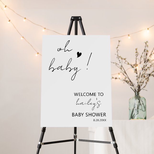 Oh Baby Minimalist Baby Shower Welcome Sign (In Situ (Stand))