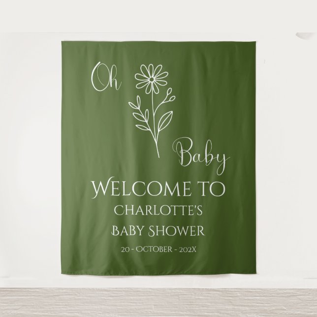 Oh Baby Minimalist Wildflower Baby Shower Backdrop (Front)