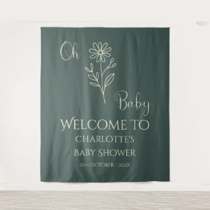 Oh Baby Minimalist Wildflower Baby Shower Backdrop
