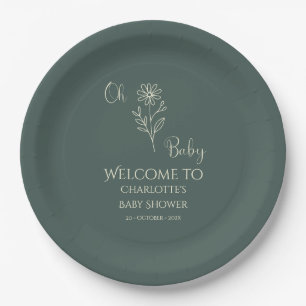 Oh Baby Minimalist Wildflower Baby Shower Paper Plates