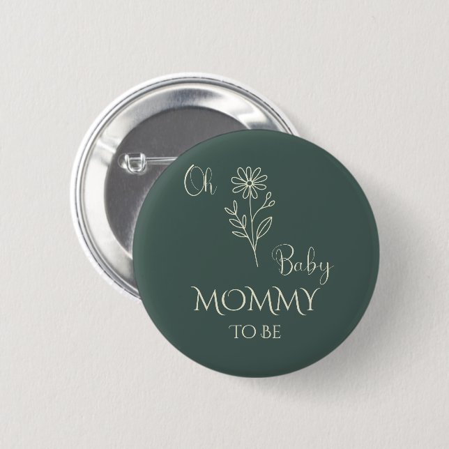 Oh Baby Minimalist Wildflower Mommy-to-be Button (Front & Back)