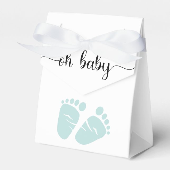 Oh Baby Mint Feet Baby Shower Favor Boxes (Front Side)