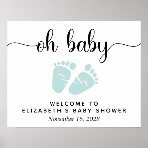 Oh Baby Mint Feet Baby Shower Welcome Sign
