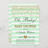 Oh Baby Mint Green Gold Gender Neutral Baby Shower Invitation (Front/Back)
