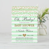 Oh Baby Mint Green Gold Gender Neutral Baby Shower Invitation (Standing Front)