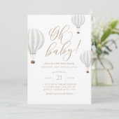 Oh Baby Mint Green Hot Air Balloon Baby Shower Invitation (Standing Front)