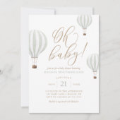 Oh Baby Mint Green Hot Air Balloon Baby Shower Invitation (Front)