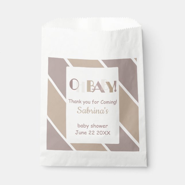 Oh Baby Mocha Modern Baby Shower Favor Bag (Front)