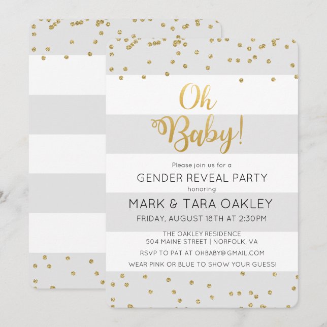 Oh Baby Modern Baby Shower Invitation (Front/Back)