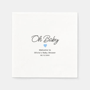 Oh Baby Modern Blue Baby Shower Custom Napkins