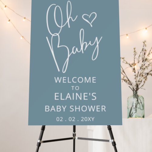 Oh Baby Modern Cute Blue Boy Baby Shower Foam Board