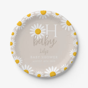 Oh Baby Modern Daisy Gender Neutral Baby Shower Paper Plates