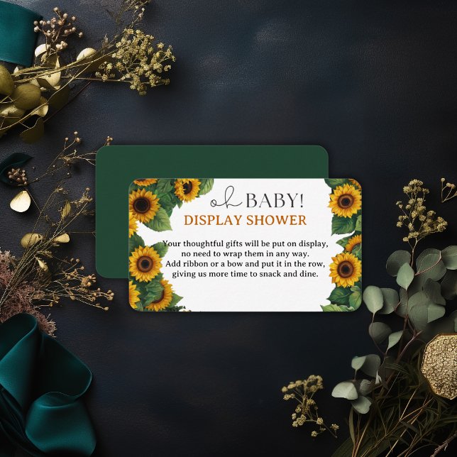 "Oh Baby" Modern Elegant Sunflower Baby Shower Enclosure Card (Creator Uploaded)