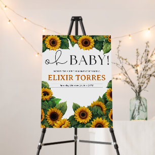 "Oh Baby" Modern Elegant Sunflower Baby Shower Foam Board