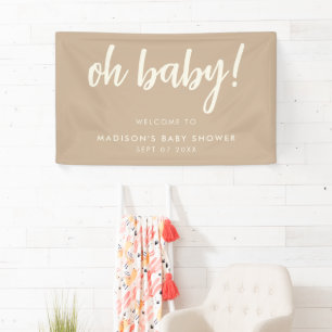 Oh Baby Modern Elegant Tan Baby Shower Banner