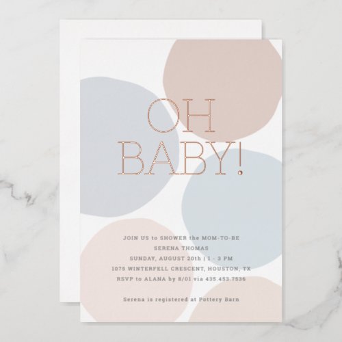 OH BABY Modern Gender Neutral Polka Dot Baby Foil Invitation