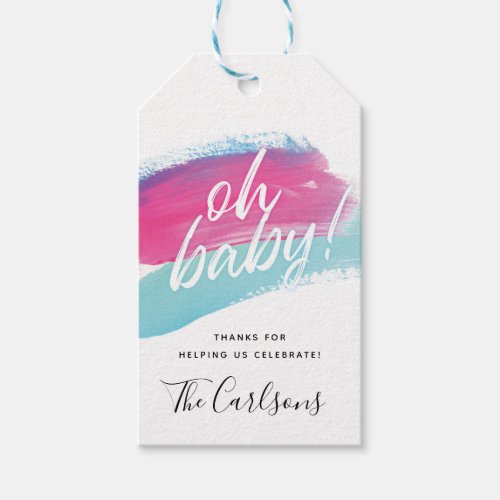Oh Baby Modern Gender Reveal Gift Tags