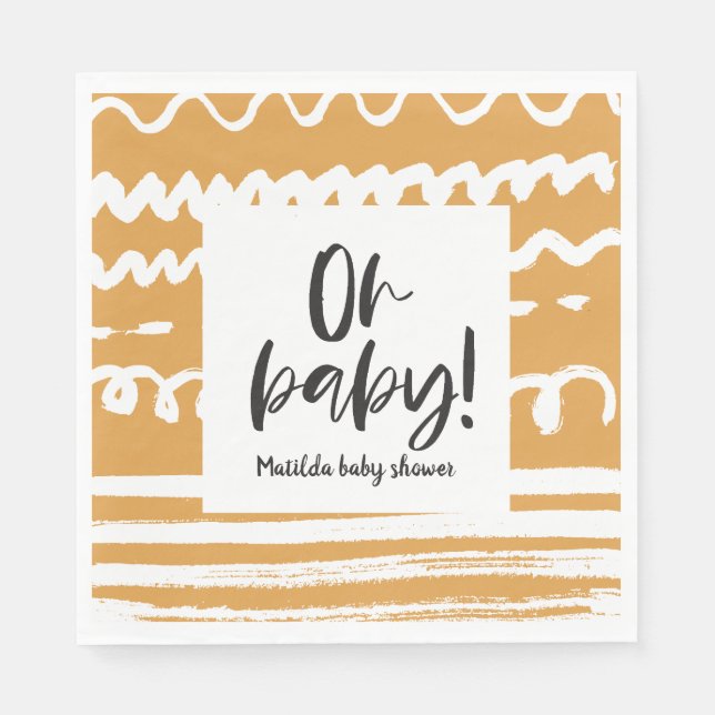Oh baby! modern graphic baby shower party napkins (Front)