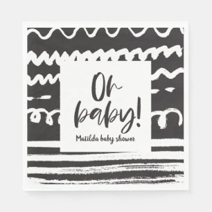 Oh baby! modern graphic baby shower party napkins