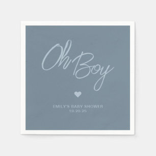 Oh Baby Modern Minimal Dusty Blue Boy Baby Shower Napkins