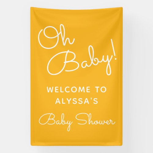 Oh Baby Modern Minimal Yellow Summer Baby Shower Banner