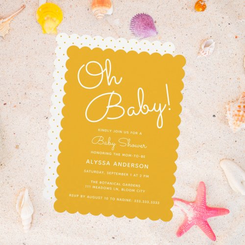 Oh Baby Modern Minimal Yellow Summer Baby Shower Invitation
