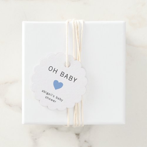 Oh Baby Modern Minimalist Blue Boy Baby Shower Favor Tags