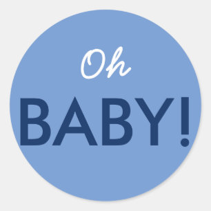 Oh Baby Modern Pink or Blue Baby Shower Sprinkle Classic Round Sticker
