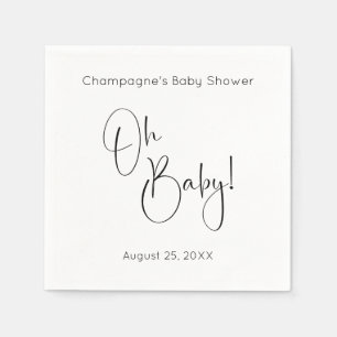 Oh Baby Modern Script Baby Shower Napkins