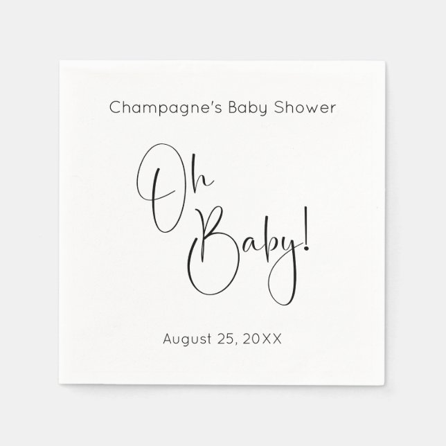 Oh Baby Modern Script Baby Shower Napkins (Front)