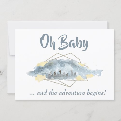  OH BABY Mountain Landscape Watercolor Invitation