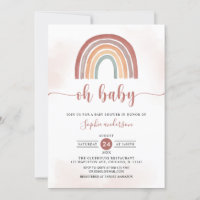 Oh Baby Muted Tones Boho Rainbow Baby Shower Invitation