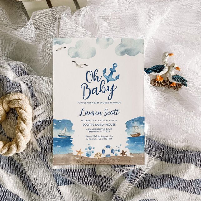  Oh Baby Nautical Baby Shower Invitation (Creator Uploaded)