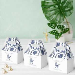 Oh Baby Navy Damask Pram Baby Shower  Favor Boxes