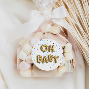 Oh Baby Navy & Gold Baby Shower Classic Round Sticker