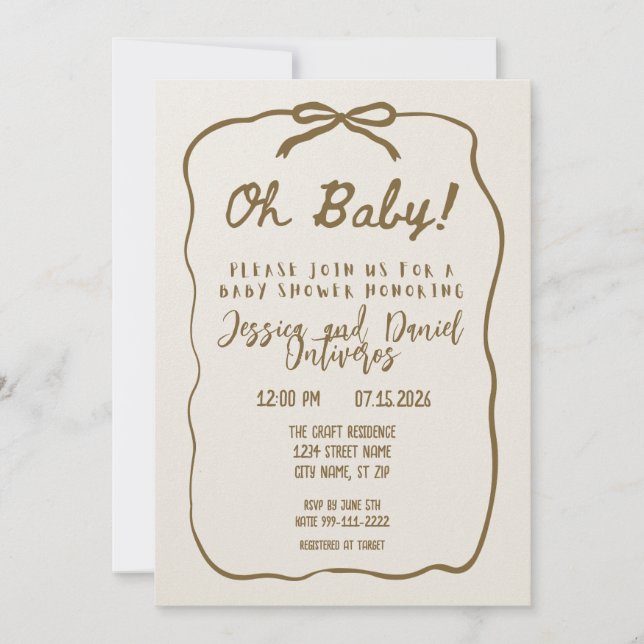 Oh Baby Neutral Baby Shower Invitation (Front)