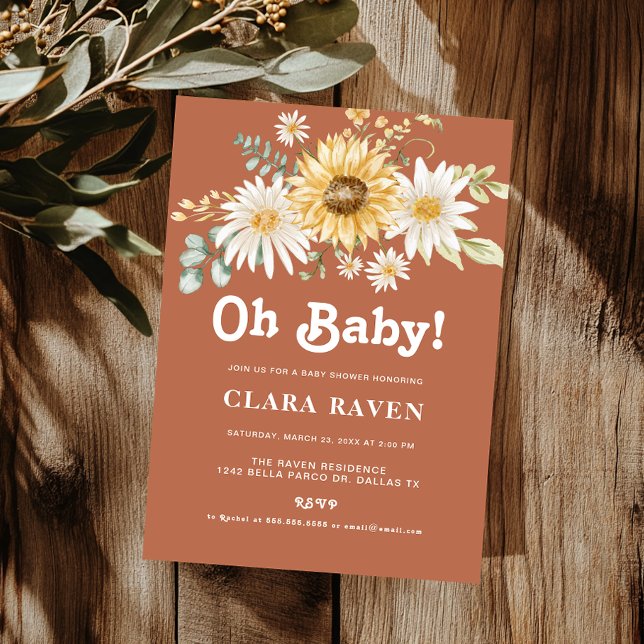 Oh Baby Neutral Floral Baby Shower Invitation  (Creator Uploaded)