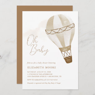Oh Baby Neutral Hot Air Balloon Invitation