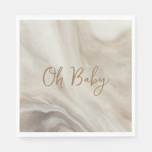 Oh Baby Neutral Marble Baby Shower Paper Napkins