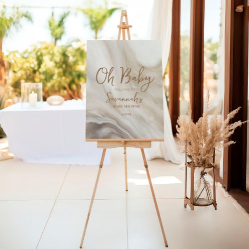 Oh Baby Neutral Marble Welcome Sign Foam Board