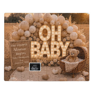 Oh Baby Neutral pregnancy announcement keepsake Jigsaw Puzzle