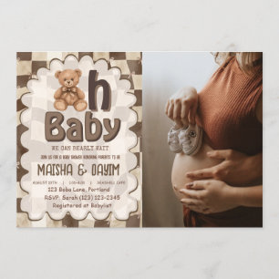 Oh Baby Neutral Teddy Bear Baby Shower Photo Invitation
