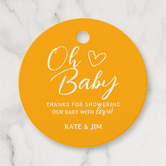 Oh Baby Orange and White Baby Shower Thank You Favor Tags