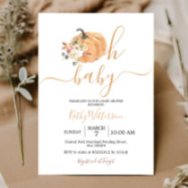 Oh Baby Orange Pumpkin Floral Baby Shower Invitation