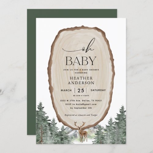 Oh Baby Outdoor Mountain Forest Baby Shower Invitation